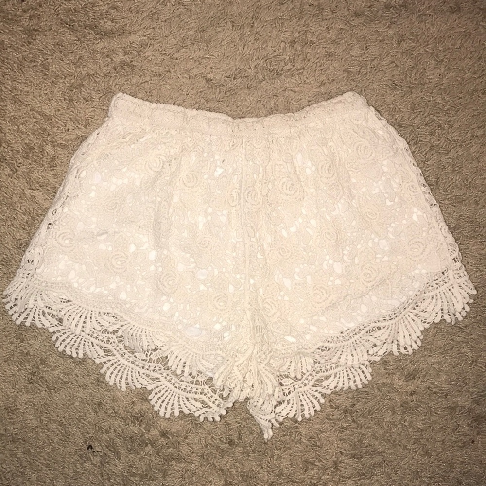 Ivory lace shorts